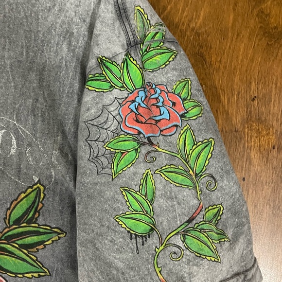 Mens 2761 La Vida Imita Skulls Ed Hardy style T-shirt Fits Large Gray - Picture 5 of 5